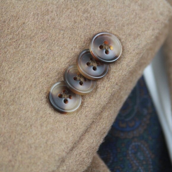 Nautica Mens Classic fit Overcoat Coat 42L Wool Beige Camel Solid E05718 - Picture 6 of 6